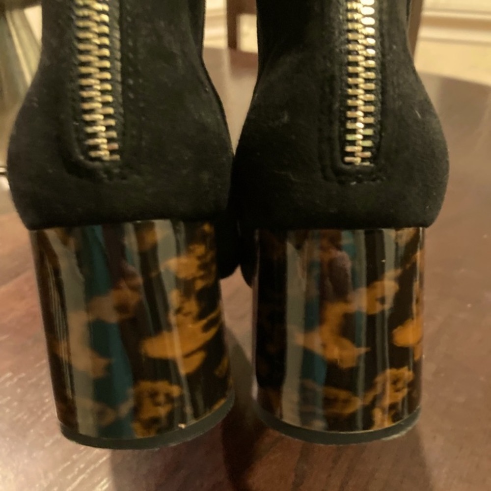 Zara Black Ankle Boots with Tortoiseshell Block Heel - Picture 3 of 5